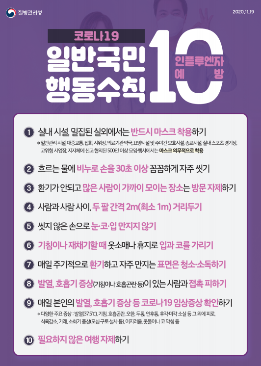 코로나19와 인플루엔자를 예방하는 일반국민 행동수칙10 안내.PNG